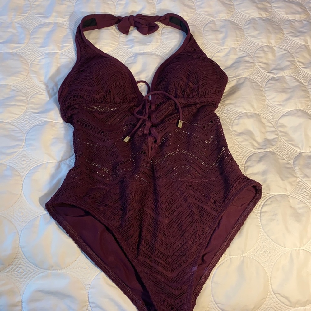 BLEU burgundy knitted bathing suit